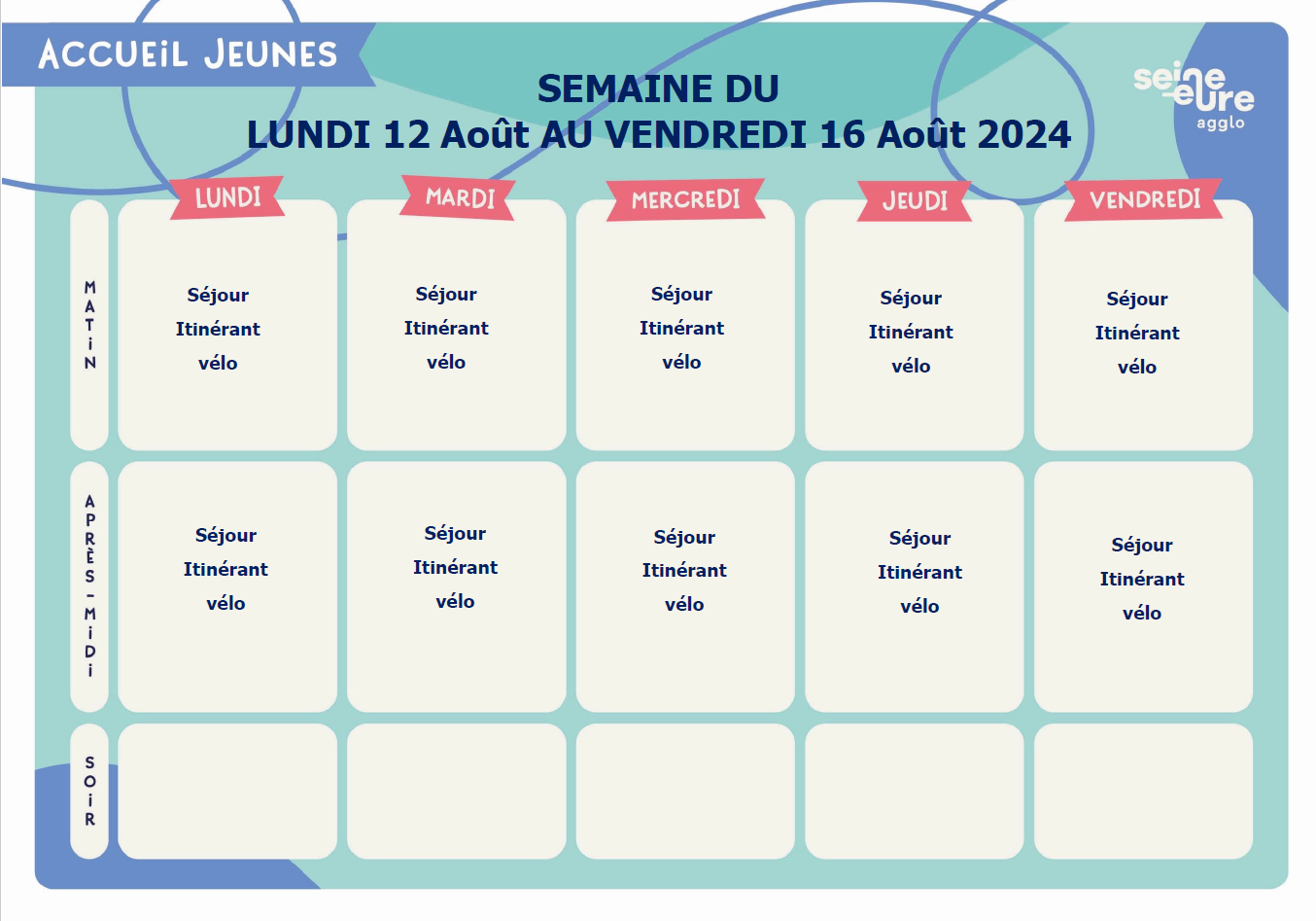 Planning ado du 12 au 16 Août