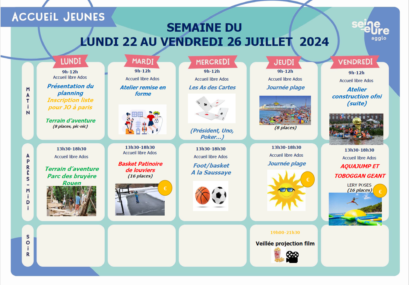 Planning ado du 22 au 26 Juillet